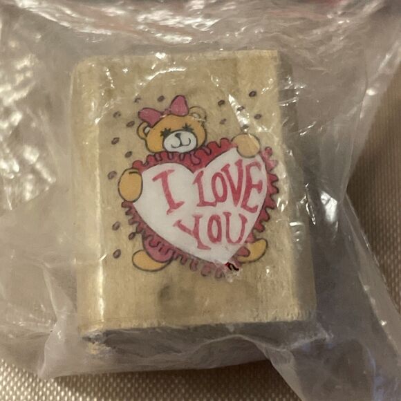 Noteworthy Stamp-A-Bear Rubber Stamp “I Love You” Bear New In Package - Picture 2 of 5